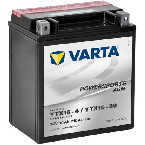 VARTA POWERSPORTS AGM 514 902 022 YTX16-BS 14AH 210A 12V L+