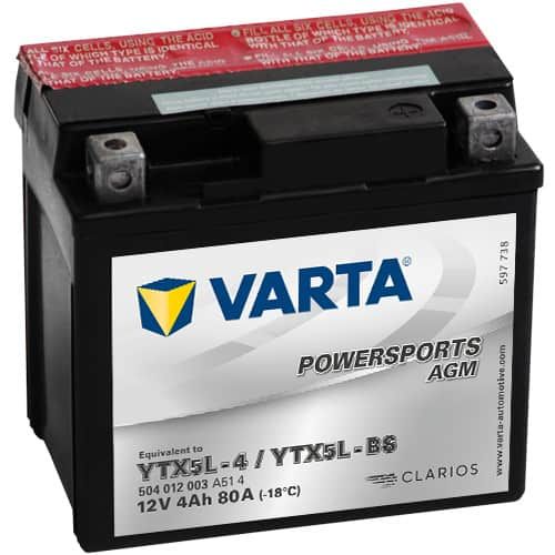 VARTA POWERSPORTS AGM 504 012 003 YTX5L-BS 4AH 80A 12V R+