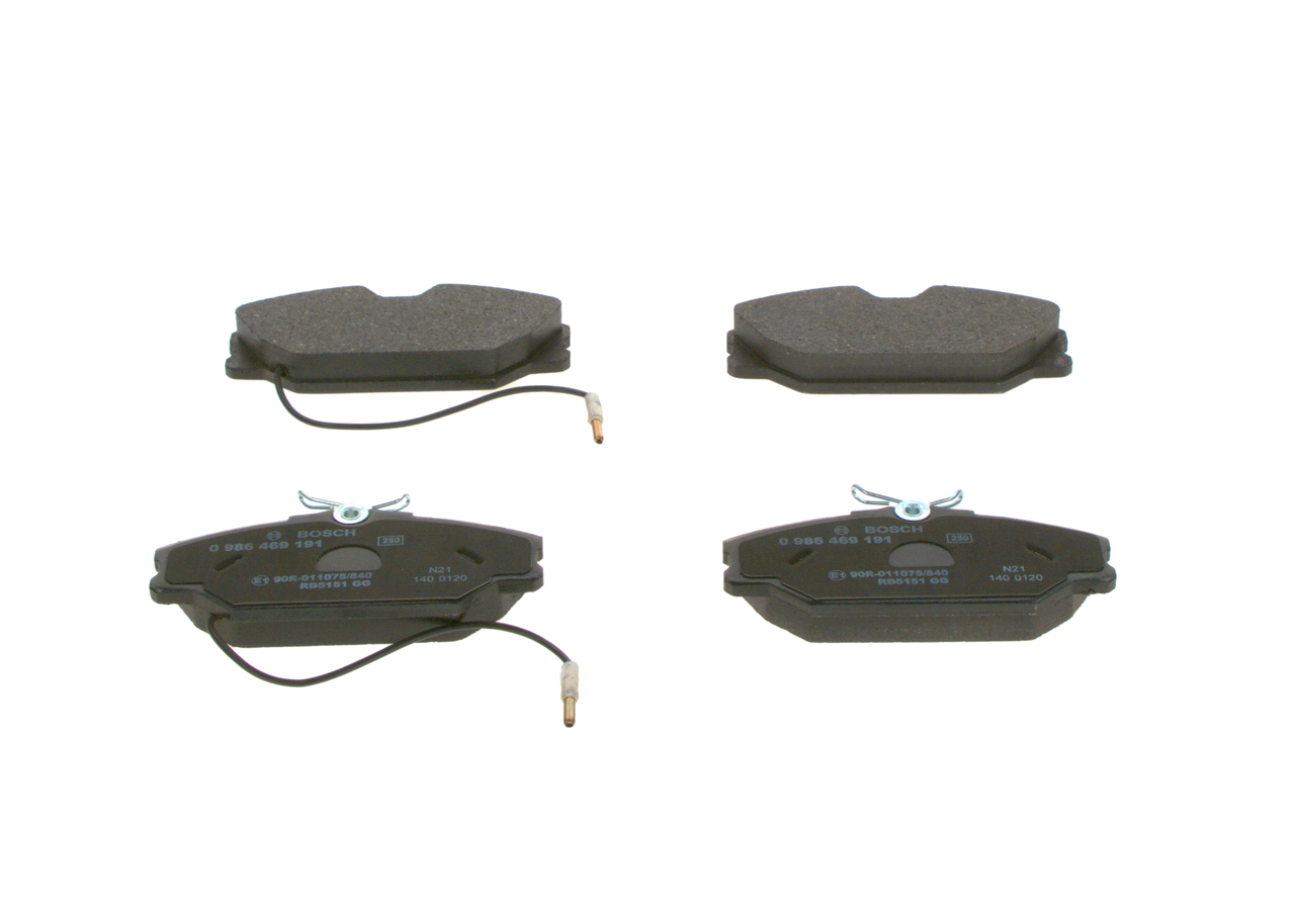 Комплект спирачно феродо, дискови спирачки за RENAULT 25 (B29_) 2.2 (B29) – BOSCH 0 986 469 191