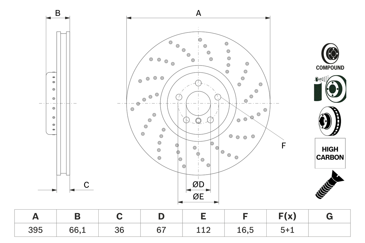 Спирачен диск за BMW 5 (G30, F90) 518 d – BOSCH 0 986 479 F55