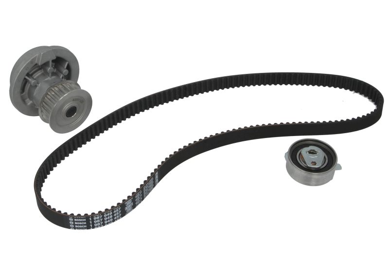 Водна помпа+ к-кт ангренажен ремък за OPEL ASTRA F (T92) 1.6 (F19, M19) – BOSCH 1 987 946 992