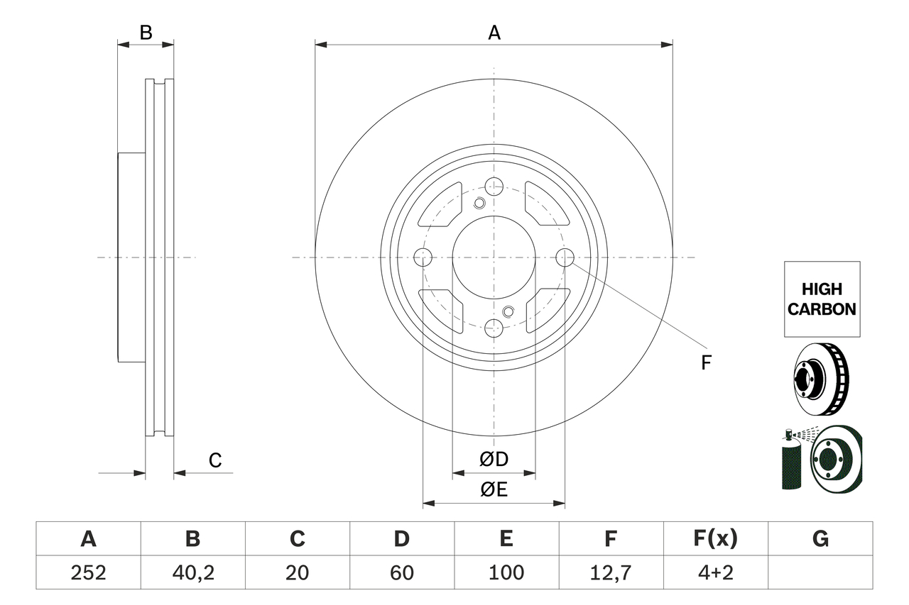 Спирачен диск за SUZUKI SWIFT V (AZ) 1.0 (A2L310) – BOSCH 0 986 479 F37